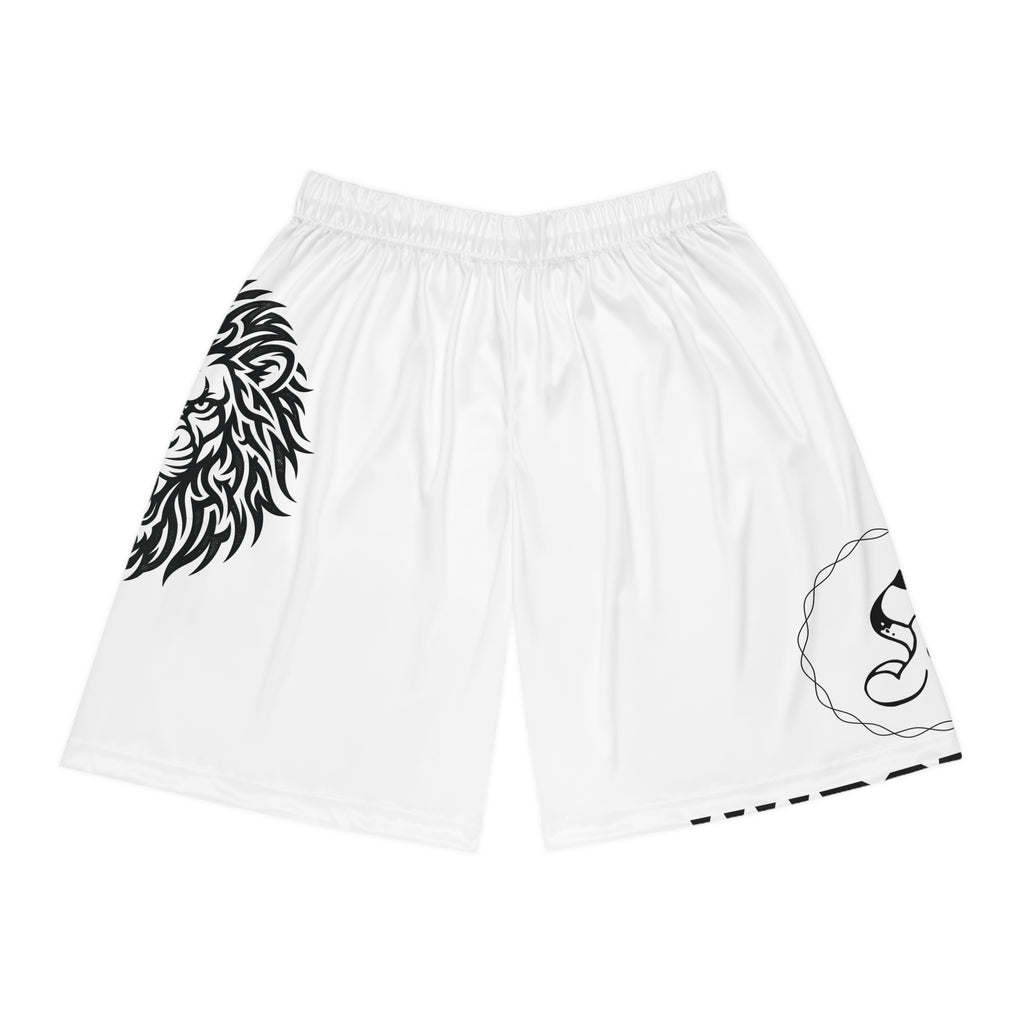 Lion Face Basketball Shorts — Bold Black Graphic Athletic Shorts