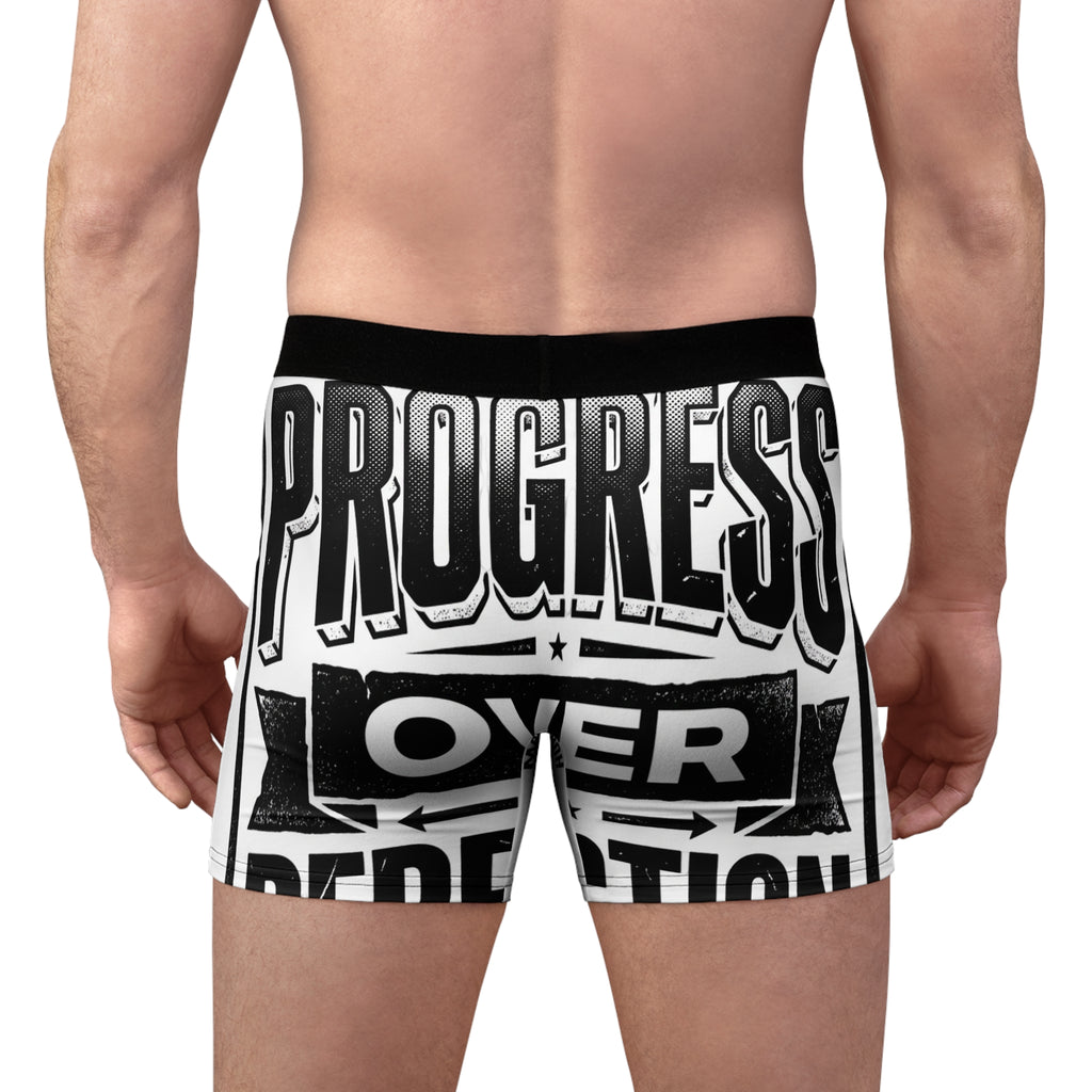 Men's Boxer Briefs — 'Progress Over Perfection' Lion Graphic Boxer Briefs