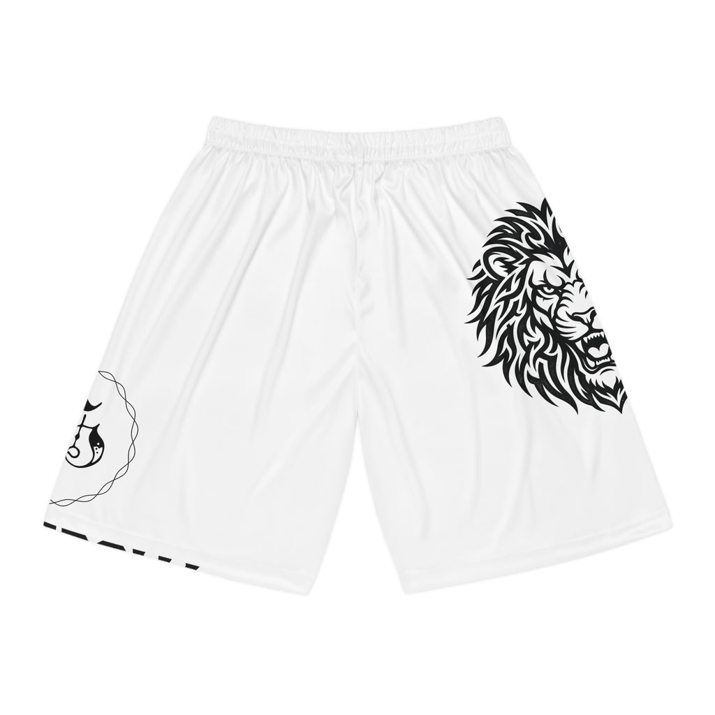 Lion Face Basketball Shorts — Bold Black Graphic Athletic Shorts