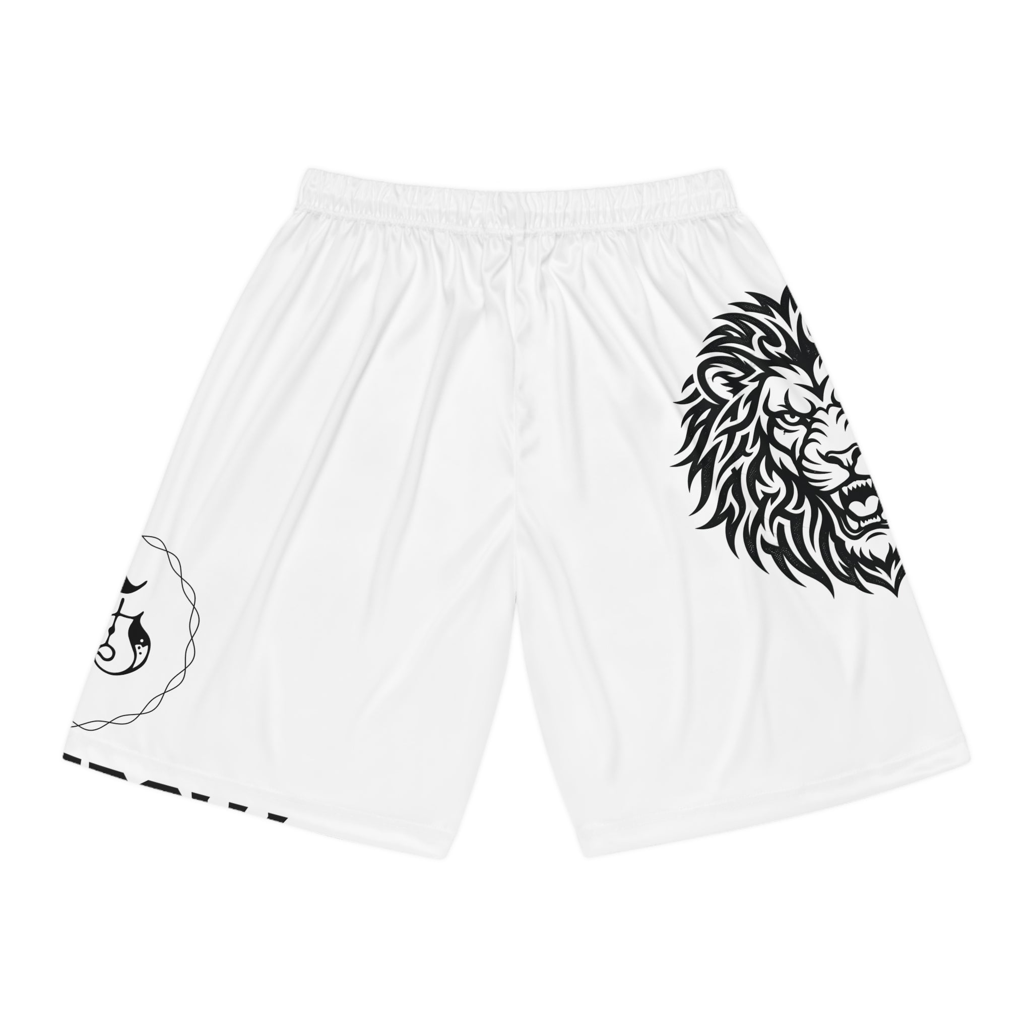 Lion Face Basketball Shorts — Bold Black Graphic Athletic Shorts