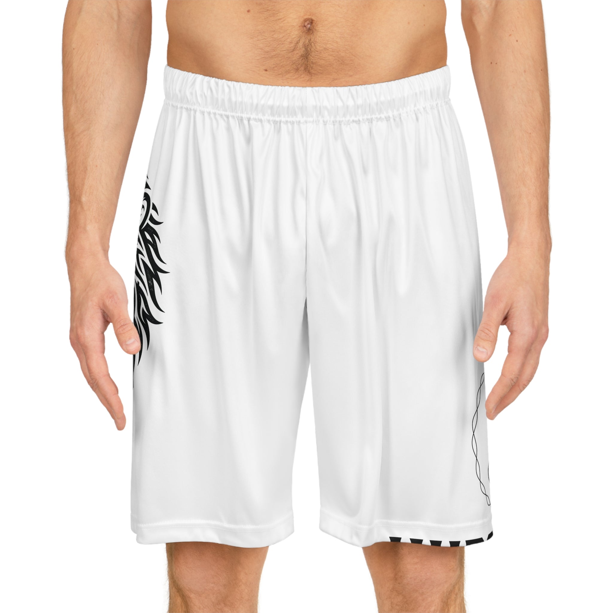 Lion Face Basketball Shorts — Bold Black Graphic Athletic Shorts