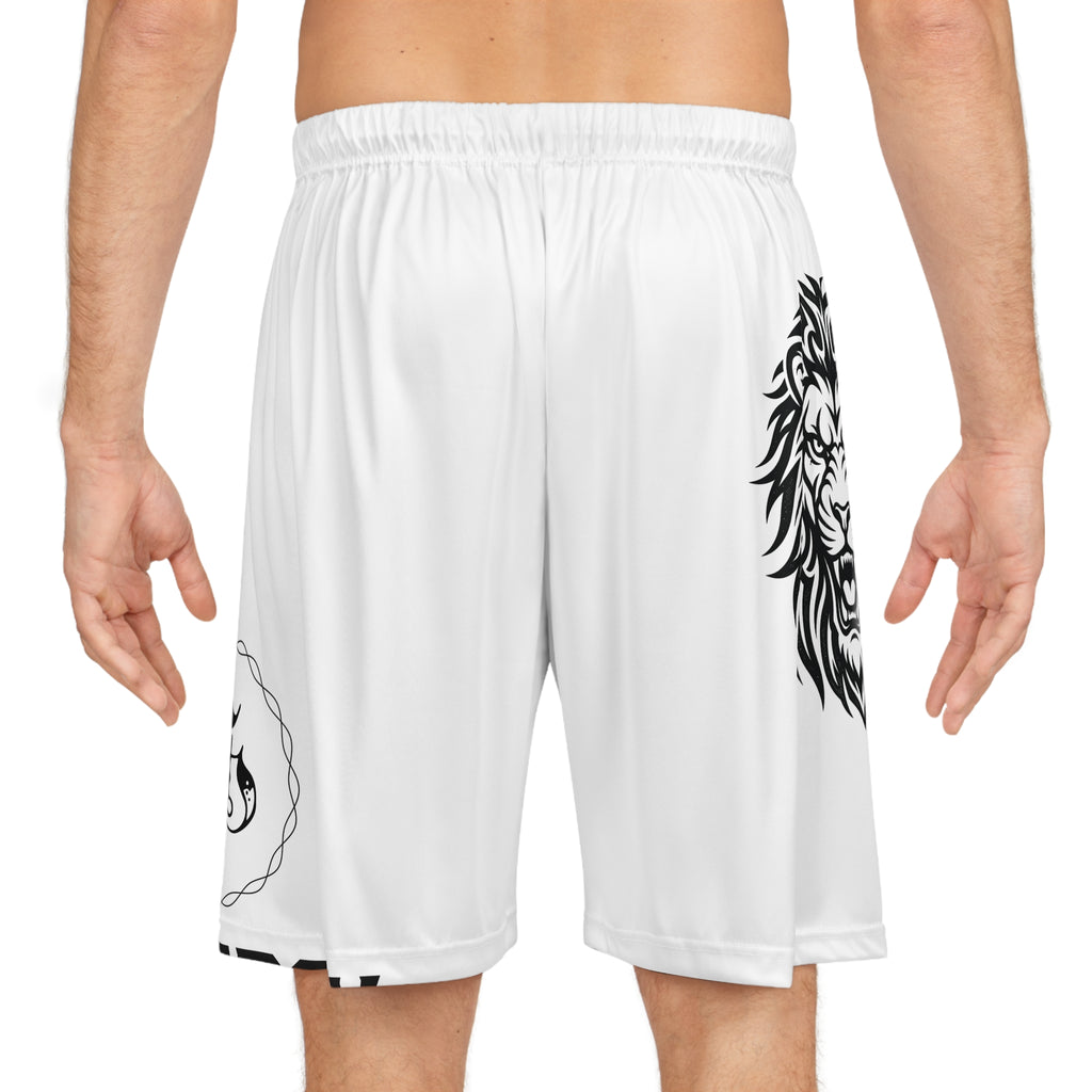 Lion Face Basketball Shorts — Bold Black Graphic Athletic Shorts